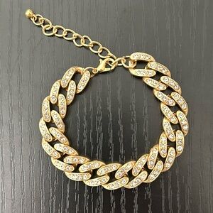 Gold-Tone Chunky Vintage Rhinestone Bracelet